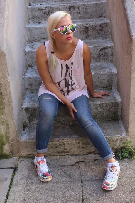 Envie #106 : Ma tenue décontractée et mes baskets fleuries tenue estivale decontractée