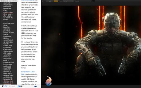 Split Screen: Fantastical et Pixelmator se partagent la vue! Split Screen: Fantastical et Pixelmator se partagent la vue!