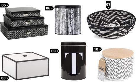 Ma wishlist objets déco : Black and White boites deco noir et blanc