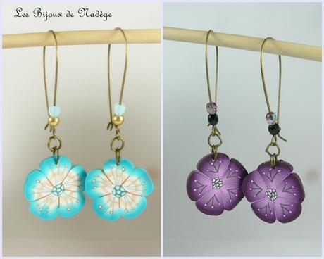 Grandes boucles d'oreilles fleurs , légères et colorés grandes boucles d'oreilles fleurs fimo