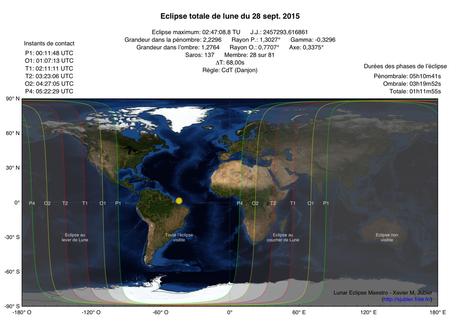 carte visibilité éclipse totale de la Lune 28 septembre