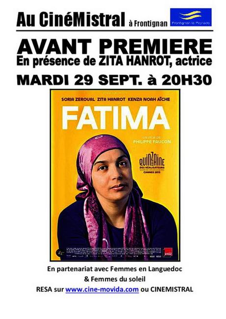 Frontignan : Avant-première FATIMA en présence de Zita Hanrot le 29 septembre Frontignan : Avant-première FATIMA en présence de Zita Hanrot le 29 septembre