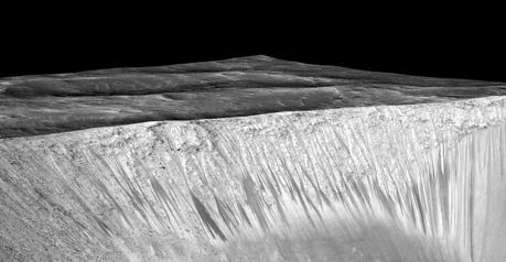 Dark Recurring Streaks on Walls of Garni Crater