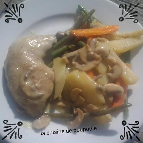 Cuisse de poulet aux légumes et sauce champignon au thermomix Cuisse de poulet aux légumes et sauce champignon au thermomix