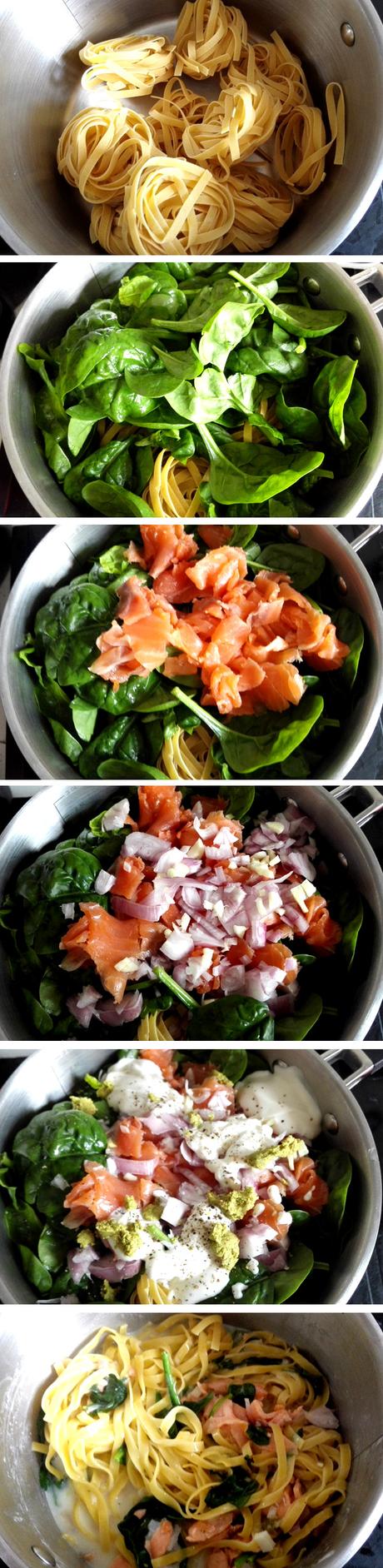 One pot pasta – Tagliatelles aux épinards et saumon fumé Comment faire des tagliatelles saumon ?
