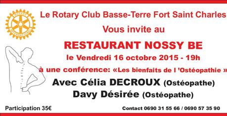 Ostéopathie : Rotary Club de Basse-Terre Saint-Charles le vendredi 16 octobre 2015 Conference osteopathie