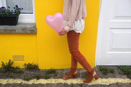 Pantalon velour chloeschlothes - coeur jaune