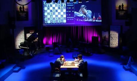 Demi-finale 1 : le duel entre les joueurs d'échecs Laurent Fressinet et Tigran Gharamian - Photo © Capechecs 