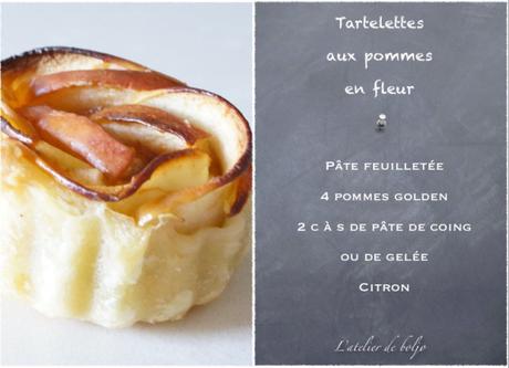 Tartelettes aux pommes en fleur, pâte feuilletée maison Tartelettes pommes en fleur, pâte feuilletée maison 2