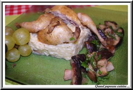 CAILLES AUX RAISINS ET AUX CEPES SUR LIT DE RISOTTO cailles aux raisins et aux cèpes-190