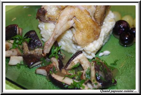 CAILLES AUX RAISINS ET AUX CEPES SUR LIT DE RISOTTO cailles aux raisins et aux cèpes-188