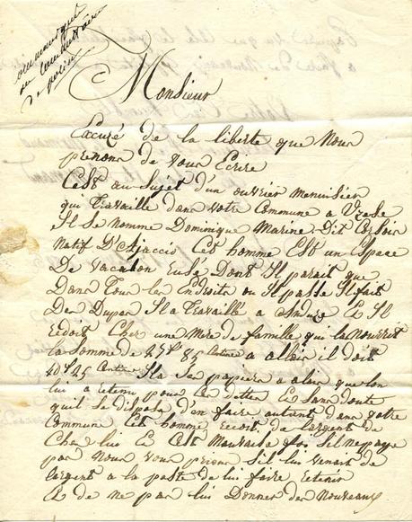 DOCUMENT : 17 février 1823, deux compagnons menuisiers du Devoir dénoncent un compagnon malhonnête au maire d'Uzès DOCUMENT : 17 février 1823, deux compagnons menuisiers du Devoir dénoncent un compagnon malhonnête au maire d'Uzès