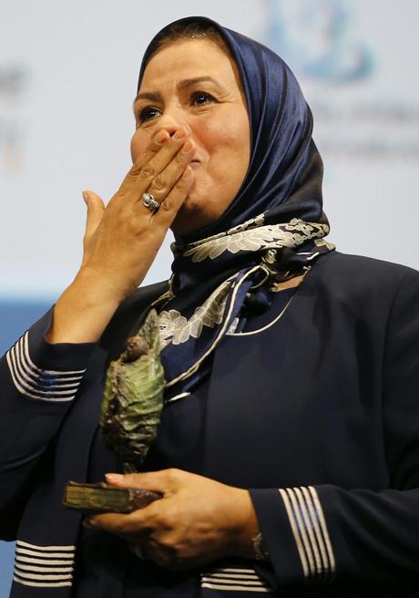 Latifa Ibn Ziaten, la mère d'un soldat français tué par Mohamed Merah en mars 2012, après avoir reçu le prix de la Fondation Chirac pour la prévention des conflits.
