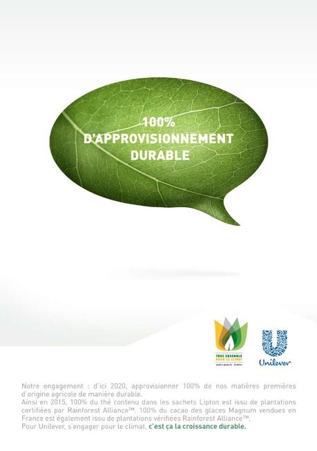 Pour la COP21 Unilever prend parole en tant que marque