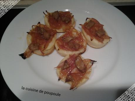 Mini tartelette de foie gras aux échalotes caraméliser Mini tartelette de foie gras aux échalotes caraméliser