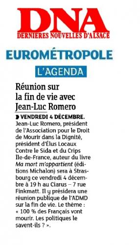 Réunion publique de l'ADMD à Strasbourg à 19h00 strasbourg,jean-luc romero,admd