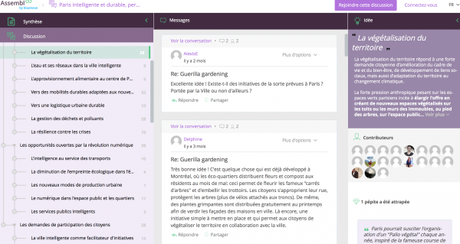 L'intelligence collective des Parisiens à l'oeuvre pour préparer la ville de demain La plateforme Assembl de la Mairie de Paris
