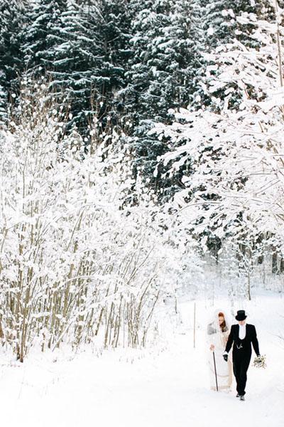 couple mariage hiver