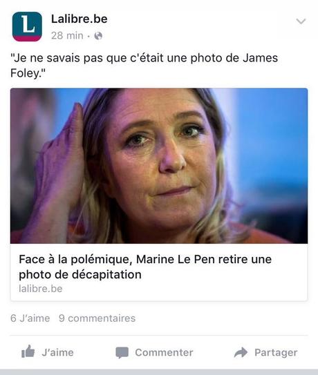 Le Pen retire sa photo de décapitation