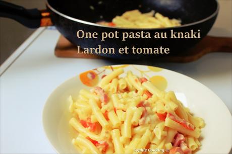 One pot pasta au knaki, lardon et tomate