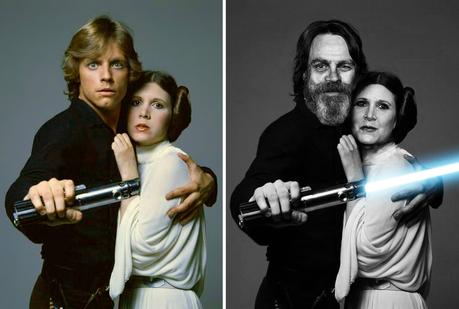 Carrie Fisher dans le rôle de : Princesse Leia et Mark Hamill dans le rôle de : Luke Skywalker