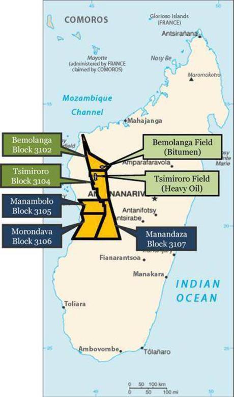 Carte des blocs pétroliers de Madagascar Carte des blocs pétroliers de Madagascar