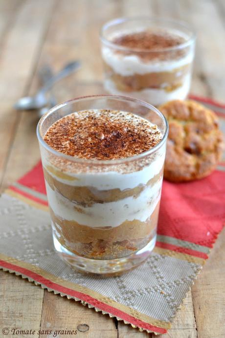 Compote de coings et sablés caramel façon tiramisu {sans œufs} Tiramisu à la compote de coings et aux sablés caramel