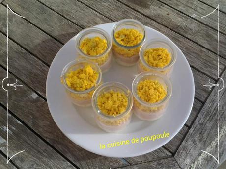 Verrines d’œufs mimosa au thon Verrines d’œufs mimosa au thon