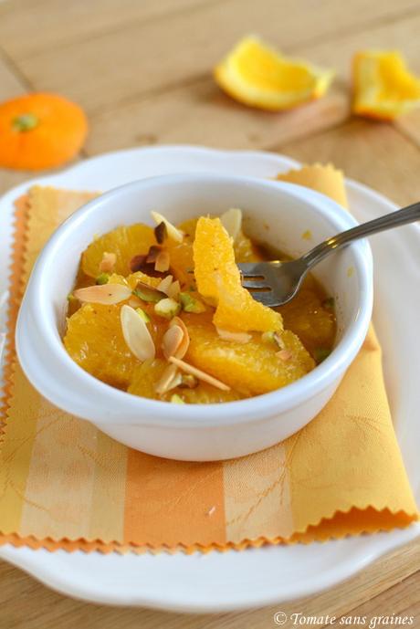 Salade de suprêmes d'orange {vanille, cannelle, amandes & pistaches} Salade de suprêmes d'orange
