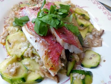 Filets de rougets, courgettes croquantes au rizotto et champignons shitaké P1180999