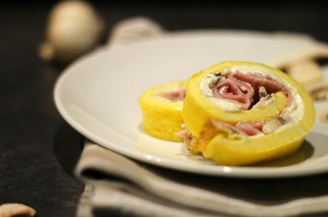 Omelette roulée jambon-champignons