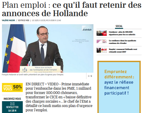 Plan Emploi : avec #Hollande, la déception, c’est maintenant. Capture