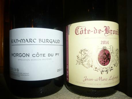 Beaujolais : Jean-Marc Laforest : Côte de Bouilly 2014 et Jean-Marc Burgaud : Morgon Côte de Py 2011 P1030720
