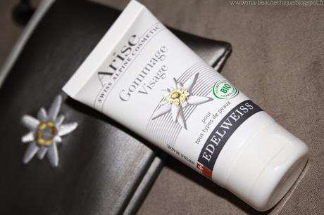 Arise via Snow Flower Lux arise gommage visage face scrub swiss skincare cosmetics organic biologique edelweiss suisse