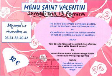 Menu Saint Valentin à L'Organdi le Samedi 13 Février