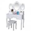 Songmics Coiffeuse blanc-table de maquillage grand commode avec 3 miroirs rabattables, 7 tiroirs et tabouret 145 x 90 x 40cm RDT91W