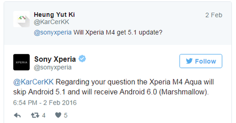 Sony met à jour son M4 Aqua directement vers Android 6.0