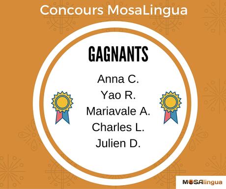 Gagnants du Concours de MosaLingua MosaLingua Concours Février-2016
