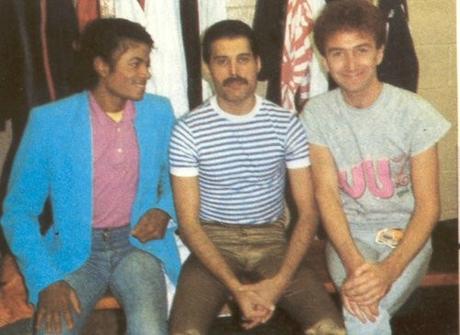 From left to right Michael, Freddie and John Deacon of Queen