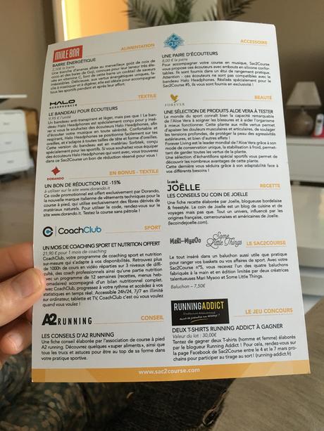 J’ai testé le Sac2Course contenant 7 produits différents, spécial RUNNING ! J’ai testé le Sac2Course contenant 7 produits différents, spécial RUNNING !
