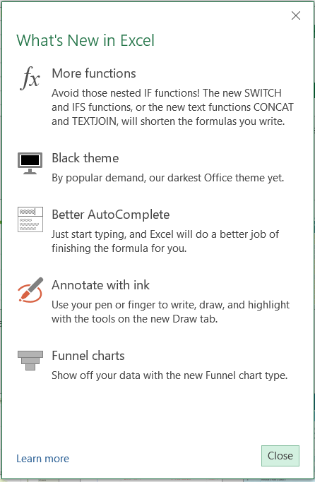 New Excel 2016 Functions