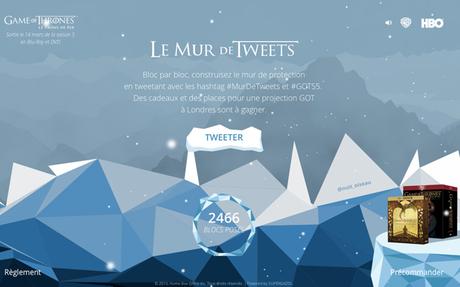 Game of Thrones lance la construction d’un mur de tweets Murdetweets