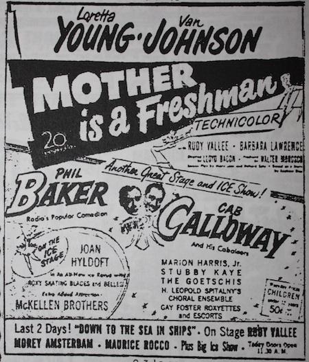 March 11, 1949: get your ice skates and come and see Cab Calloway!