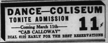 March 11, 1933: Come and dance at the Coliseum in Tampa, FL