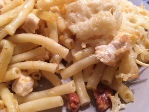 Gratin de pâtes au poulet et chorizo – sauce crémée 18B25502-2ECC-4431-B9E2-AAC2C6DCCB94