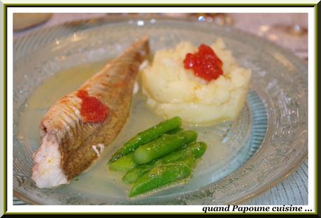 TOMBES AU FOUR, ECRASEE DE POMMES DE TERRE A L'HUILE DE NOISETTES ET ASPERGES VERTES tombes au four asperges vertes, écrasée de pommes de terre à l'huile de noisettes-2587