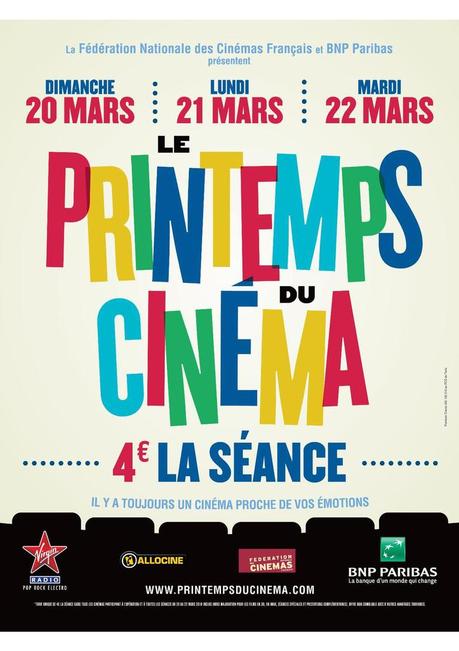 Le Printemps du Cinéma 2016 du dimanche 20 au mardi 22 mars 2016 ! 4€ la place de #Ciné Le Printemps du Cinéma 2016 du dimanche 20 au mardi 22 mars 2016 ! 4€ la place de #Ciné