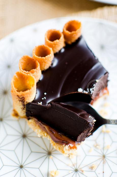 Tarte au chocolat noir et caramel au beurre salé Tarte au chocolat et caramel au beurre salé