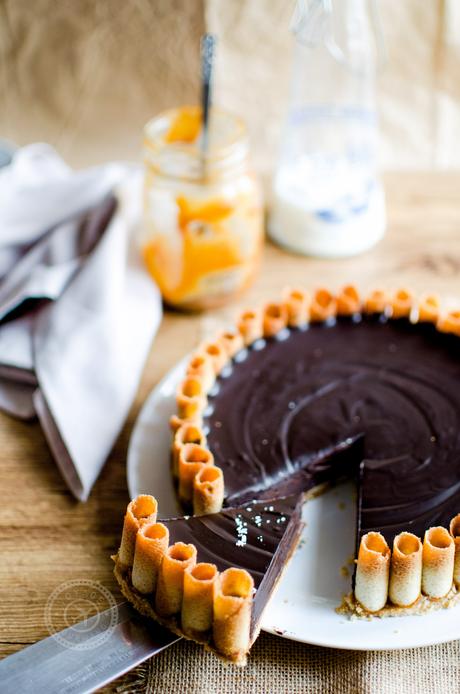 Tarte au chocolat noir et caramel au beurre salé Tarte au chocolat et caramel au beurre salé