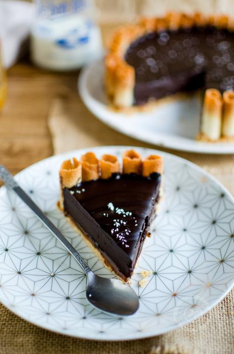 Tarte au chocolat noir et caramel au beurre salé Tarte au chocolat et caramel au beurre salé